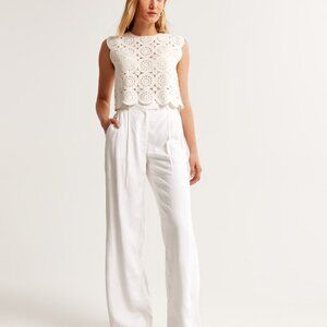 NWT Abercrombie Harper Tailored Linen-Blend Pant